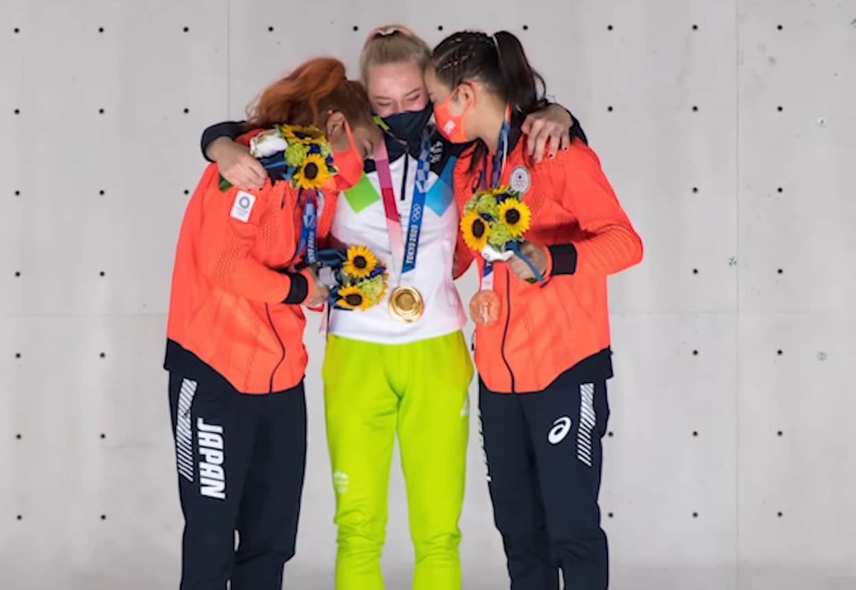 Podium féminin escalade JO Tokyo 2020
