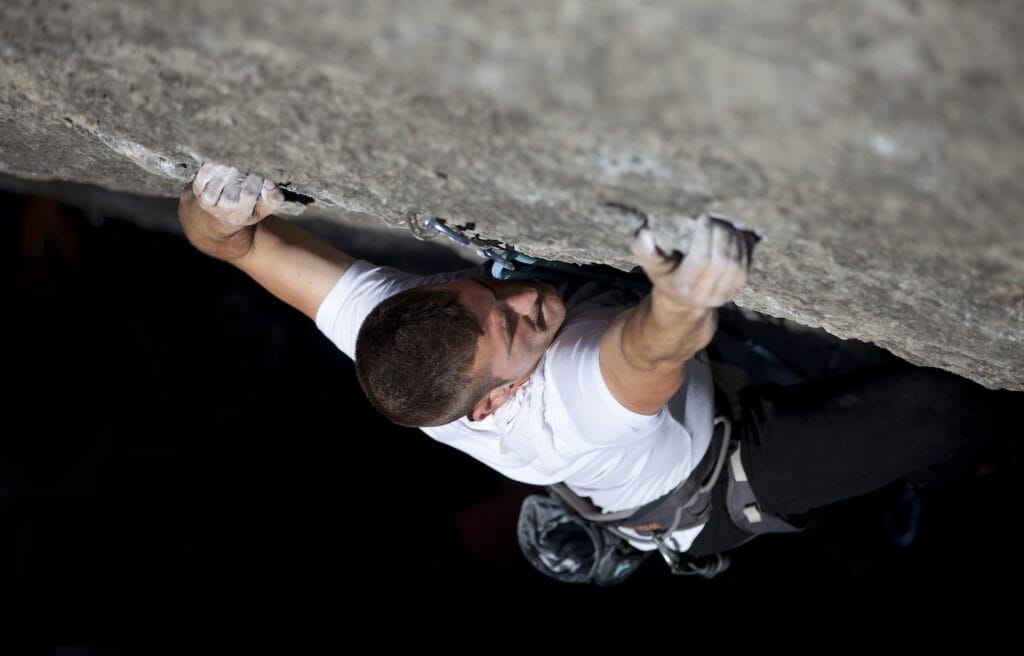sport climber steep wall