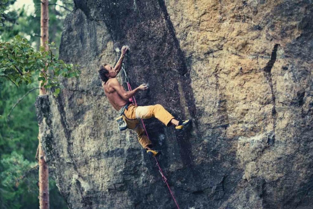 rock climber on sport route