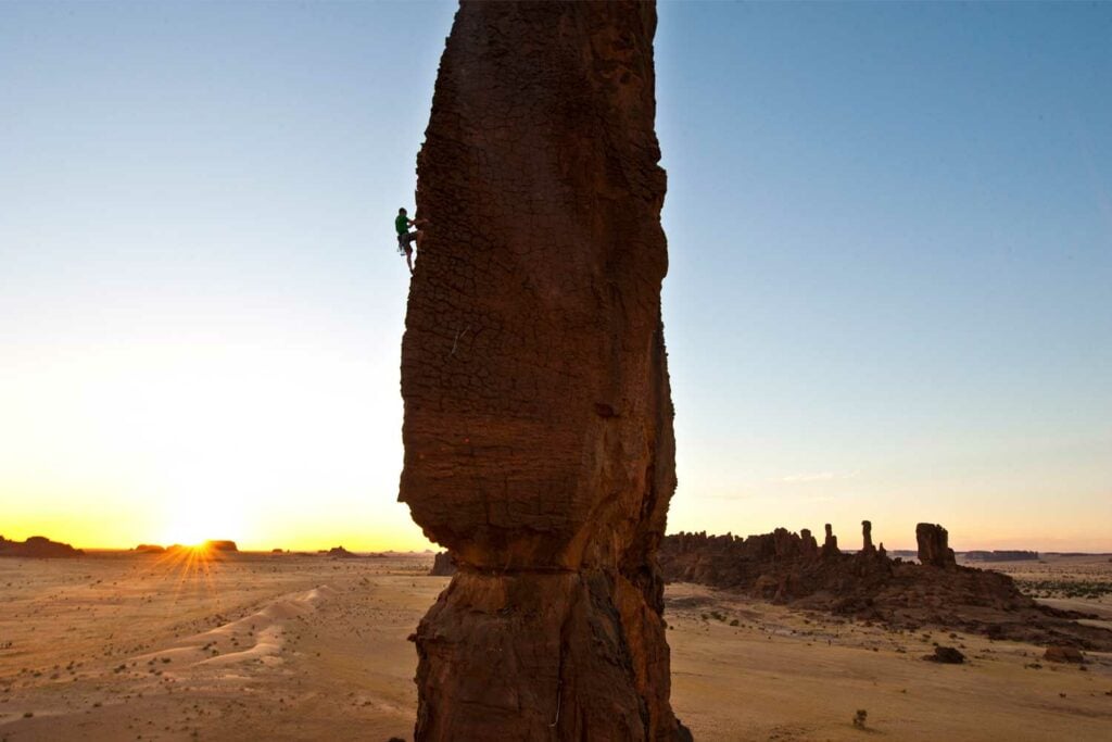 Honnold rock climbing in Chad