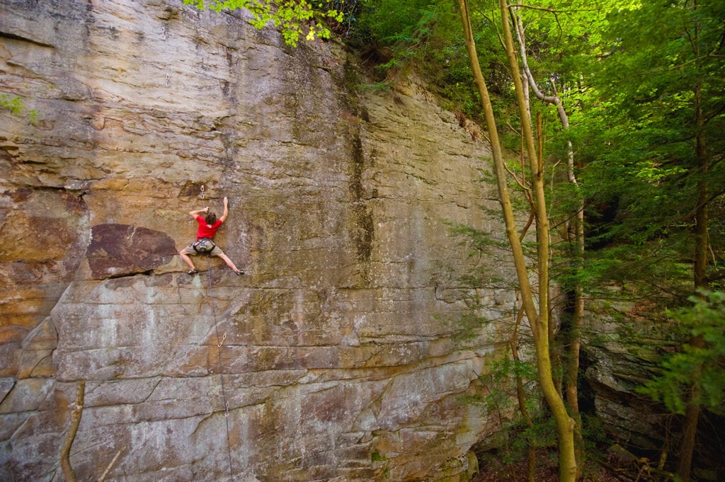 Mountaineer in Red River Gorge climbing area