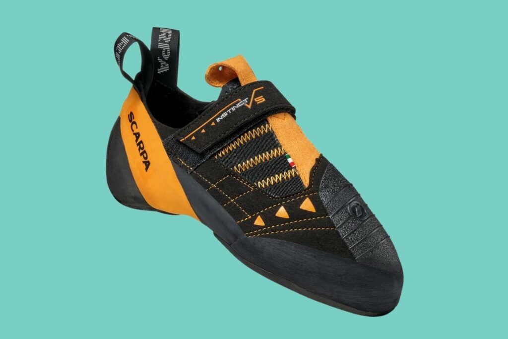 climbing shoes with rubber and leather