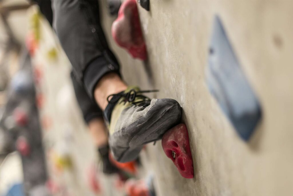 climbing shoes in climbing gym