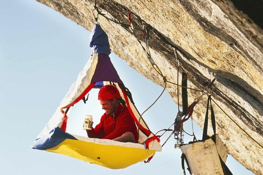 how rock climbers sleep in a portaledge