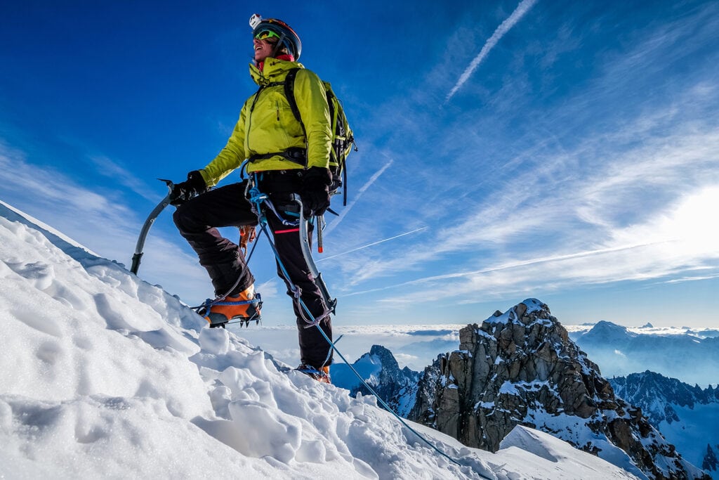 Alpine climbing in Chamonix, Mont Blanc, France
