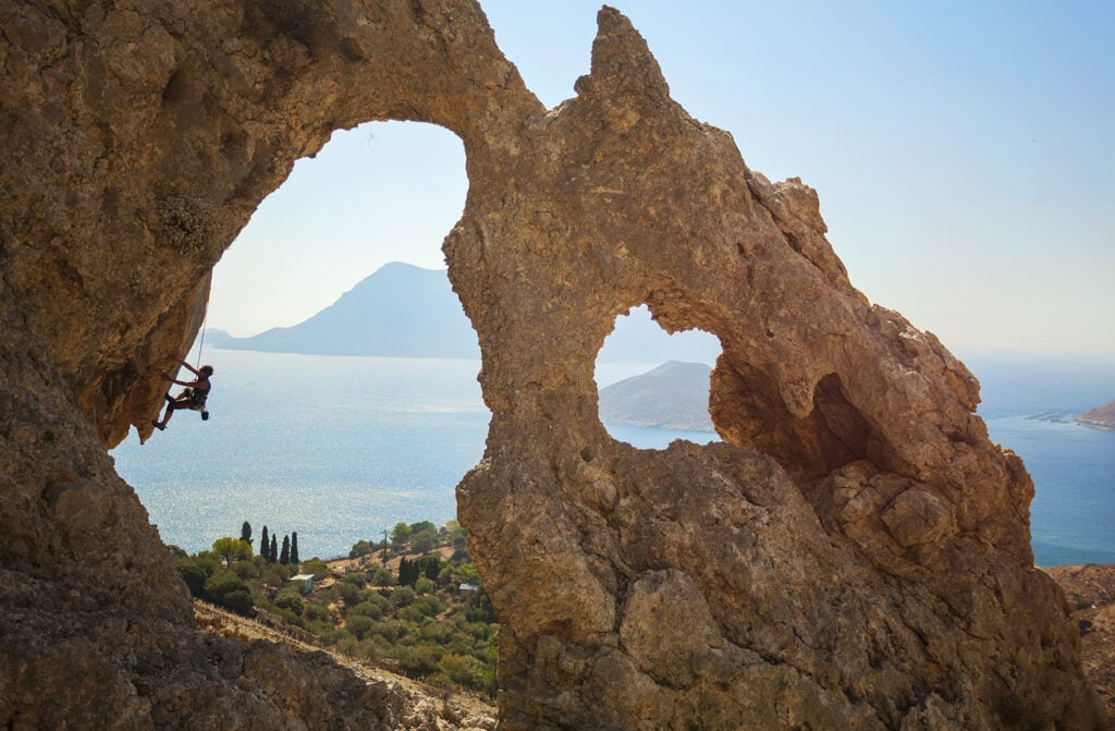 Kalymnos, Greece - Island female rock climber
