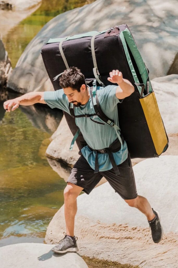climber carrying Mad Rock Duo