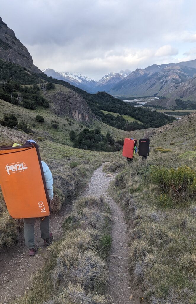 Petzl Alto folded on the back of a climber for transport