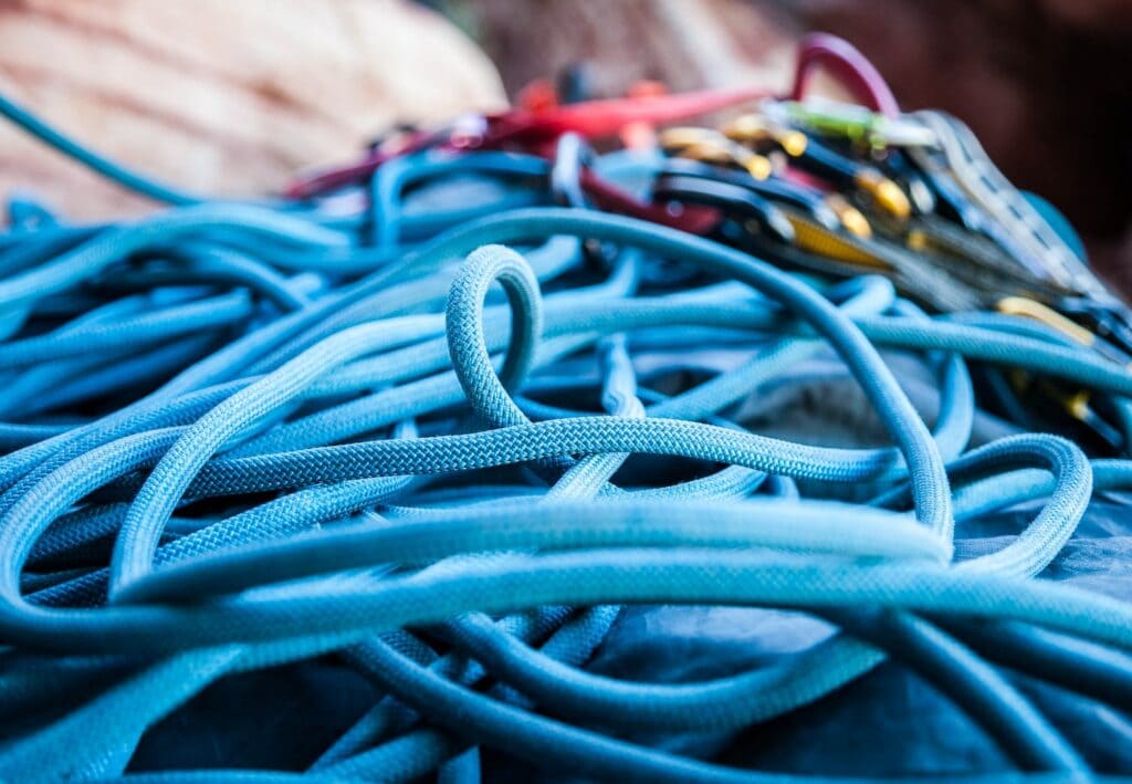 coiled climbing rope