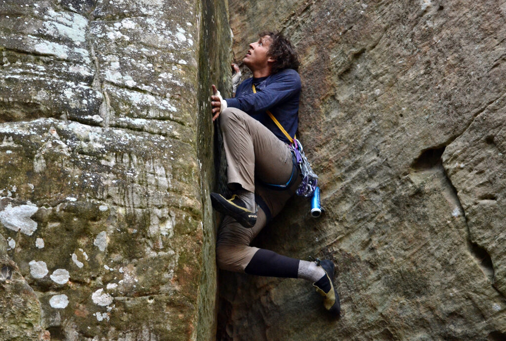 Climber on a trad route in Jackson Falls