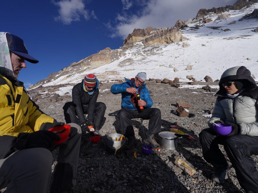 alpinists taking a break (Aconcagua, Argentina)