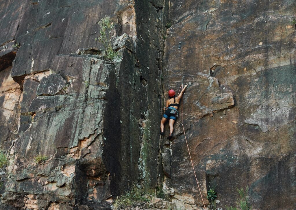 climber on an outdoor route