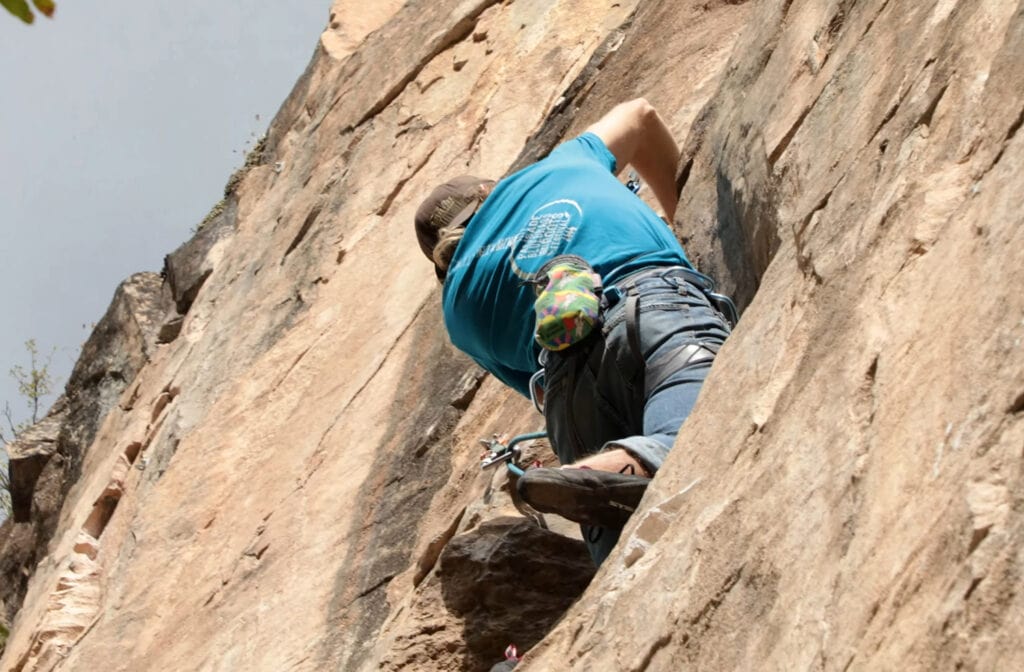 man rock climbing in Rifle Park