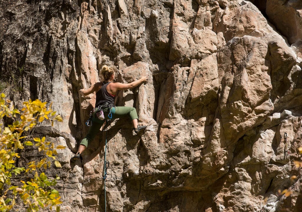rifle (colorado) has many interesting rock climbing routes like this one