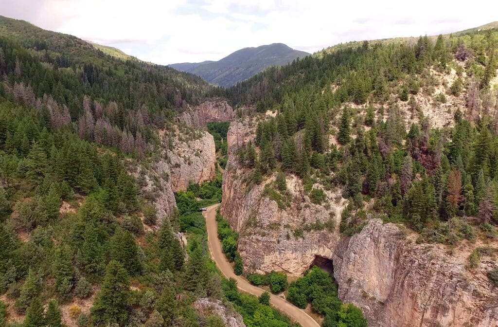 Rifle Mountain Park aerial view of main elk canyon