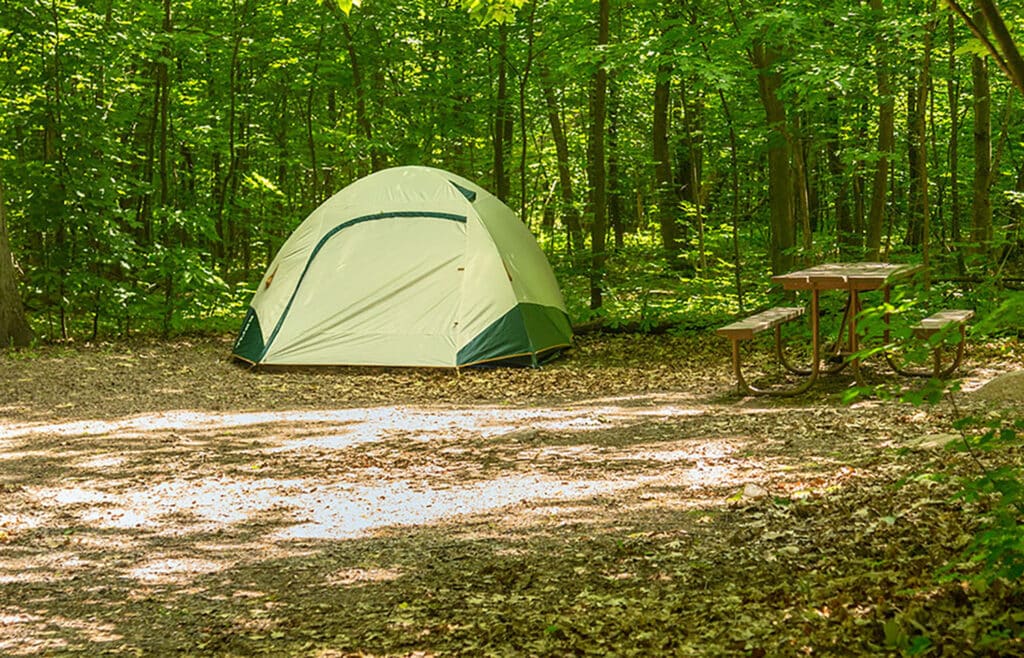 camping tent at Devils Lake State Park