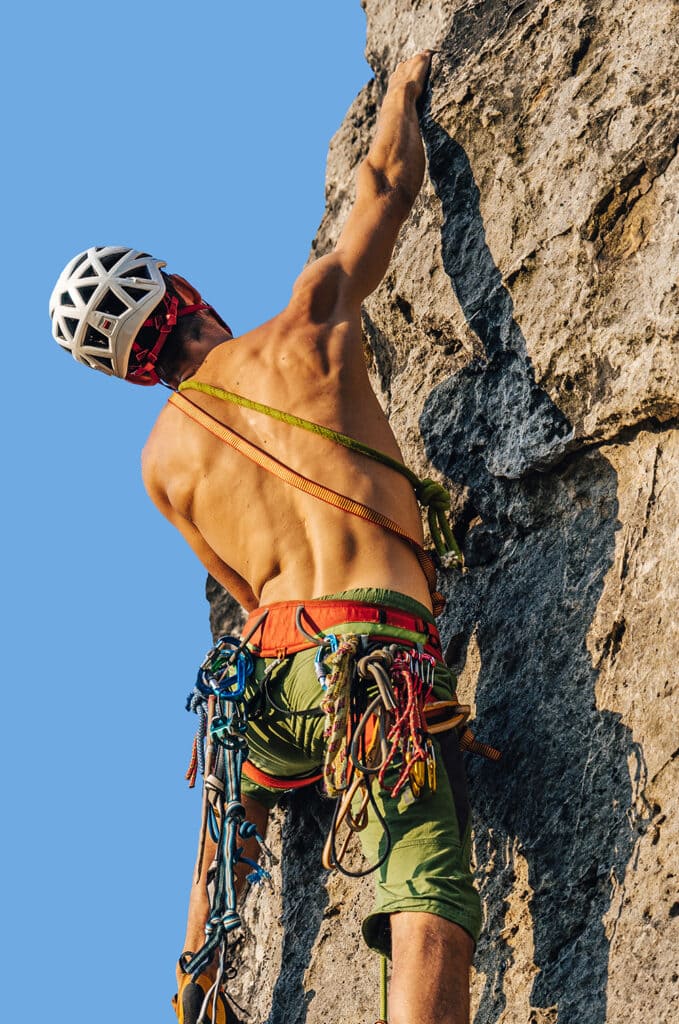 trad rock climber