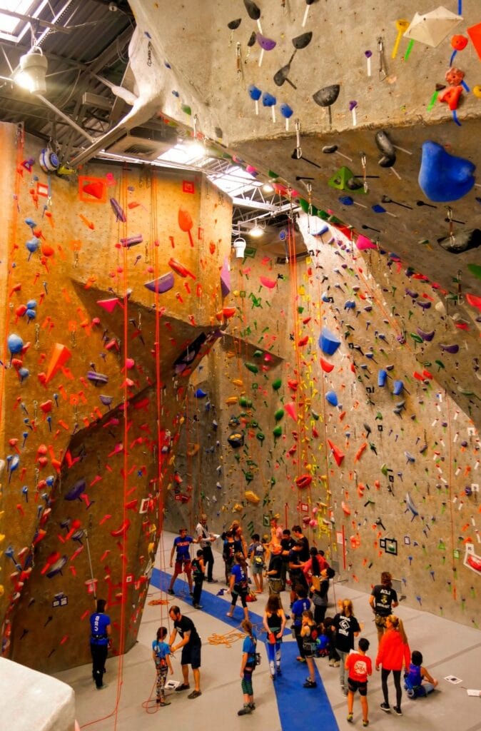 gym with artificial handholds and footholds to practice free climbing