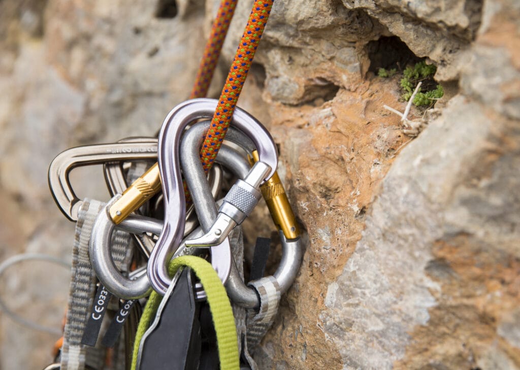 carabiners at the crag