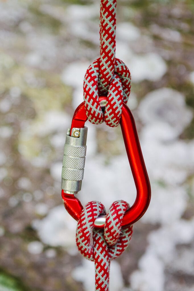 pear shaped carabiner with the gate closed