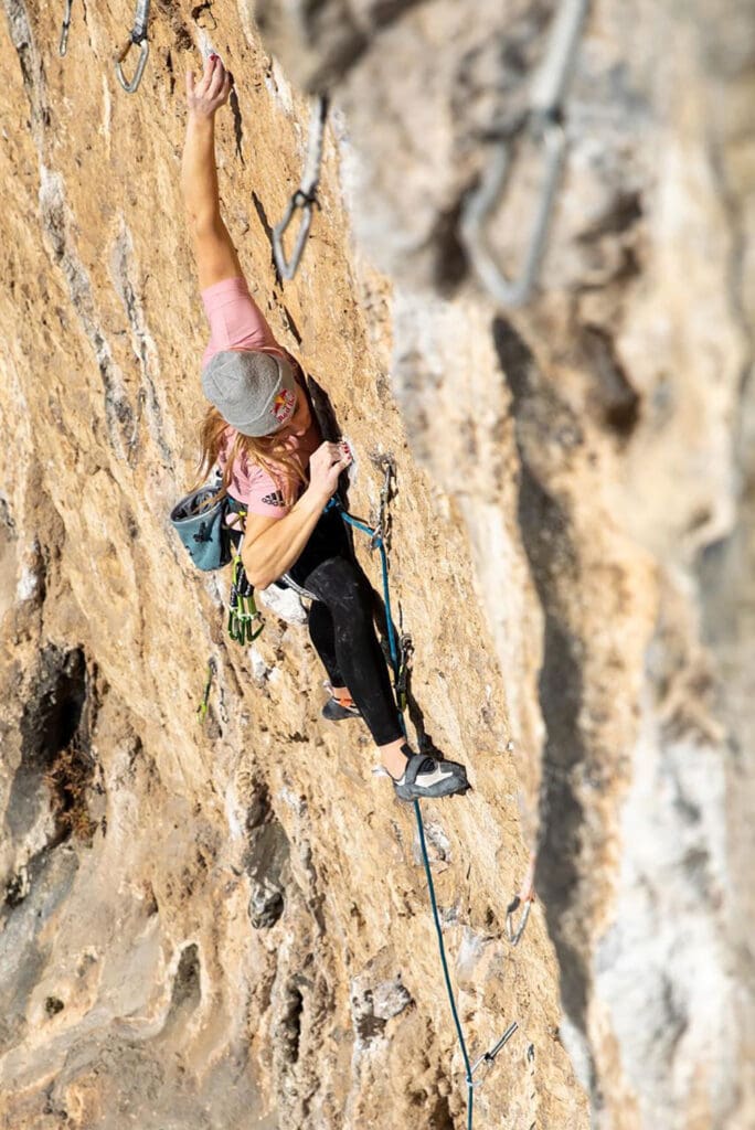 Janja Garnbret rock climbing outdoors