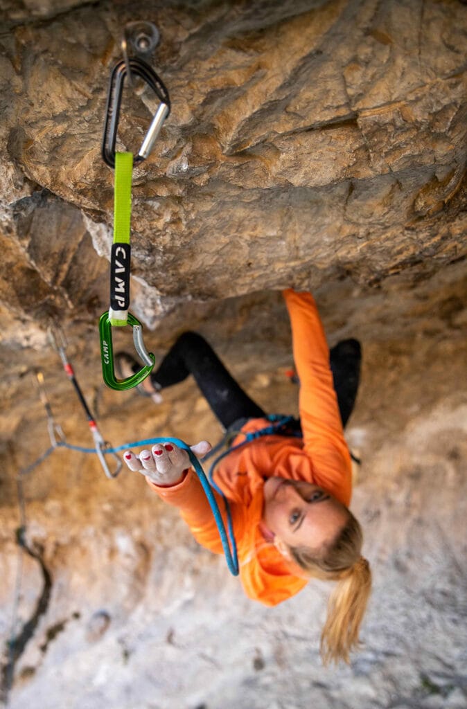 Janja Garnbret using CAMP gear for rock climbing