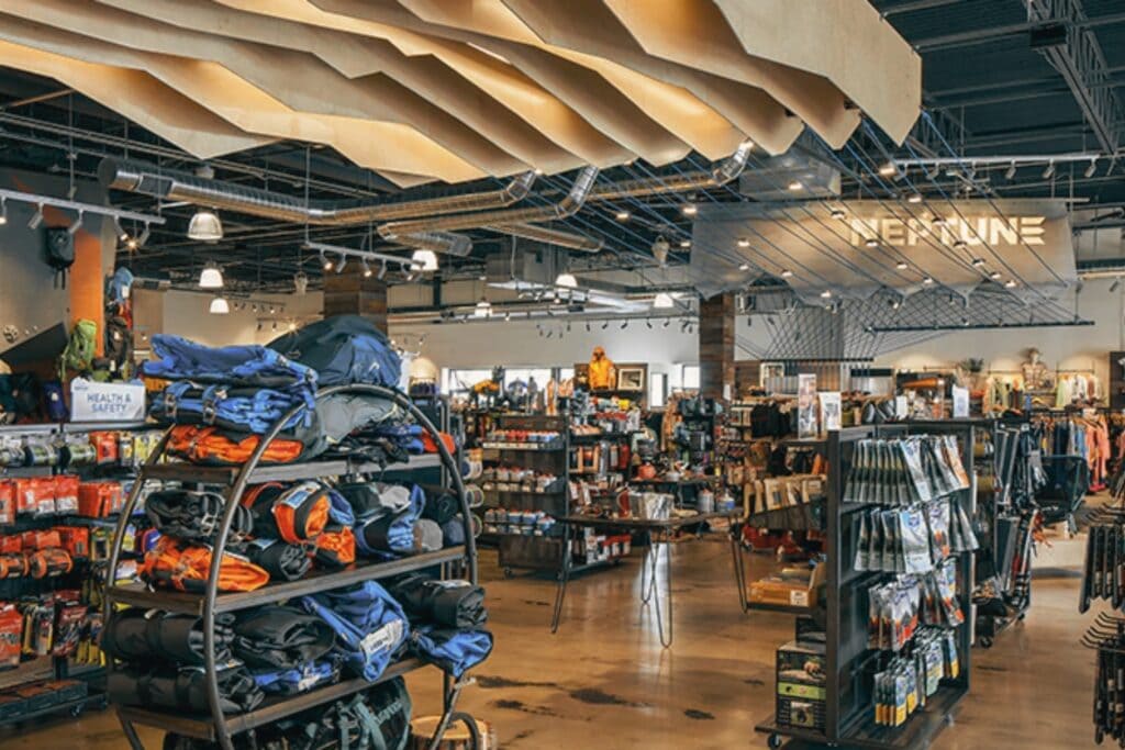neptune mountaineering shop selling climbing shoes and other outdoor items