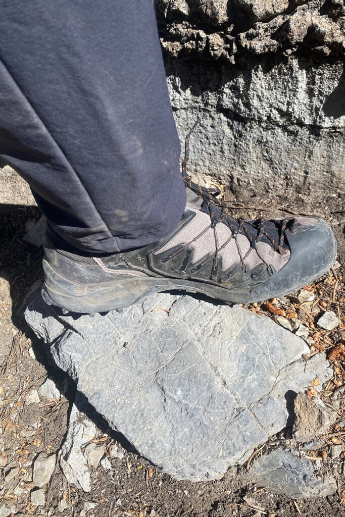 Salewa approach shoes on soft rock